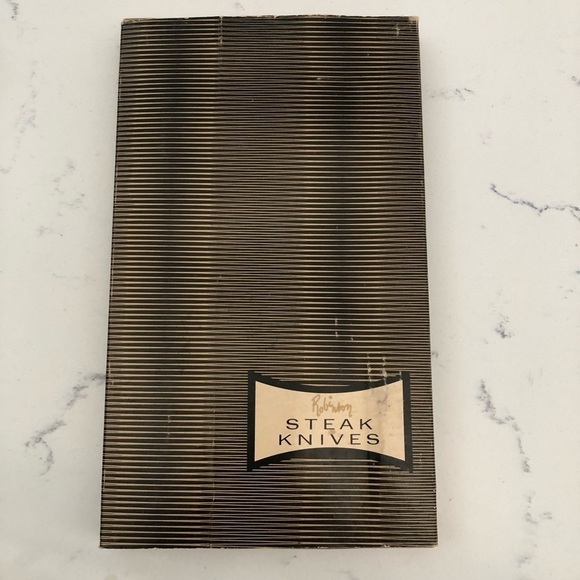 Robinson Steak Knife Set (6) in Original Box VTG-Hollow Antler Style Handles - Picture 2 of 7